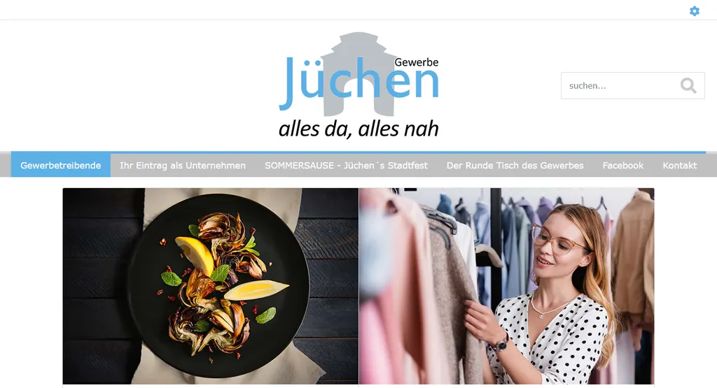 Startseite der Website von Gewerbe Jüchen.