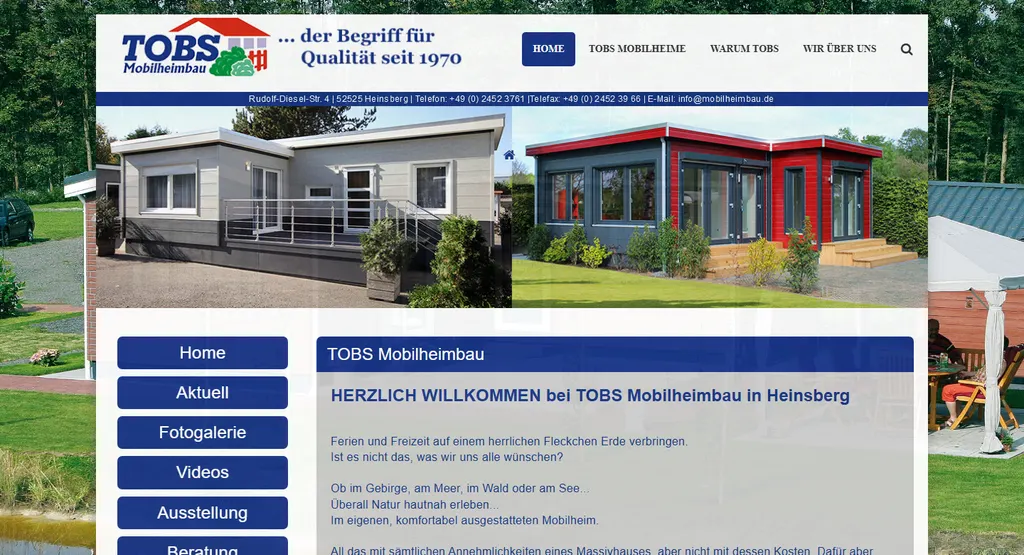 Startseite von TOBS Mobilheimbau